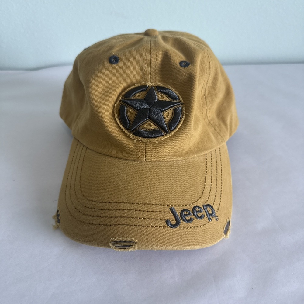 Jeep Owners Hat Yellow Star Logo Adjustable Embroidered Ball Cap Hat Distressed